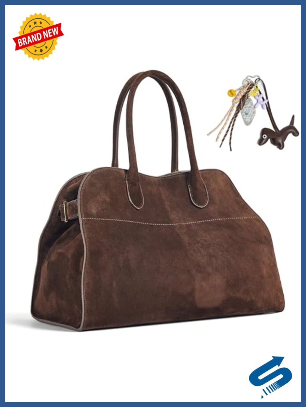 Faux Suede Hobo Bag Tote 17" XL Extra Large Handbag Travel Work Purse